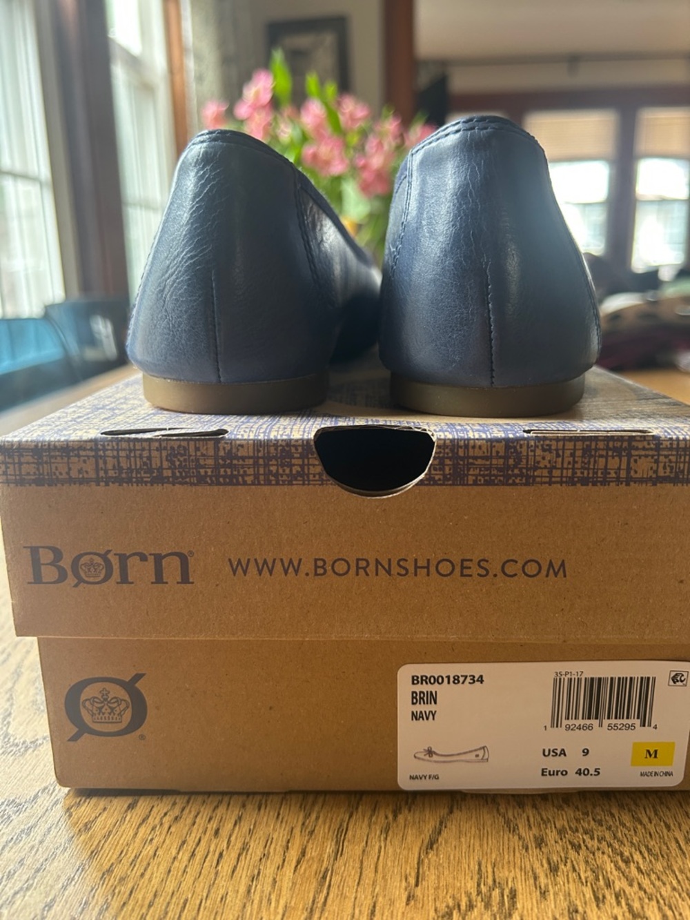 Born Navy Leather Ballet Flats - Picture 3 of 4